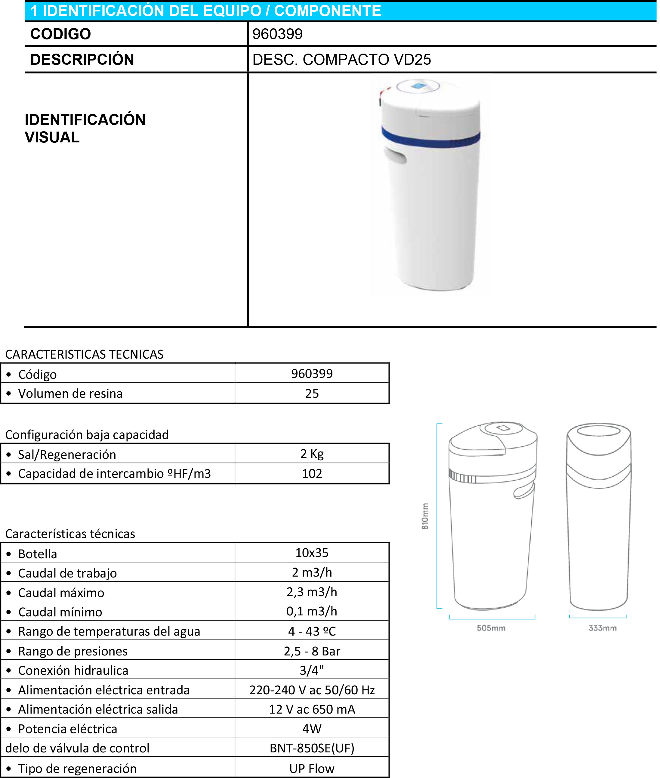 DESCALCIFICADORES COMPACTO VD25